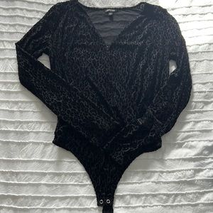 Express Black leopard long sleeve body suit